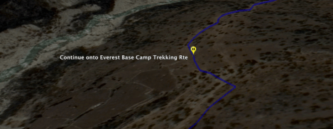 Continue on to Everest Base Camp Trekking Rte. for 4.5 km. (2.8 mi.).