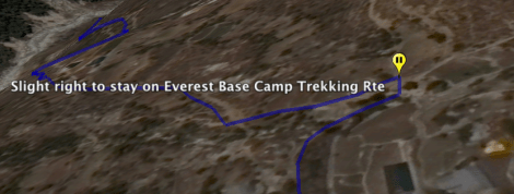 Keep to the right to stay on the Everest Base Camp Trekking Rte. for 8.0 km. (5 mi.).