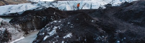 Climate Change is Affecting the Global Landscape of Mountains. Climber climbing on melting glacier. Climber climbing on melting glacier.