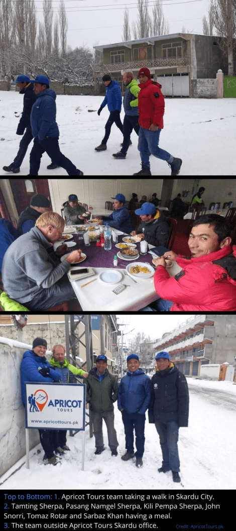 K2 Winter 2020 Apricot Tours team enjoying Skardu City