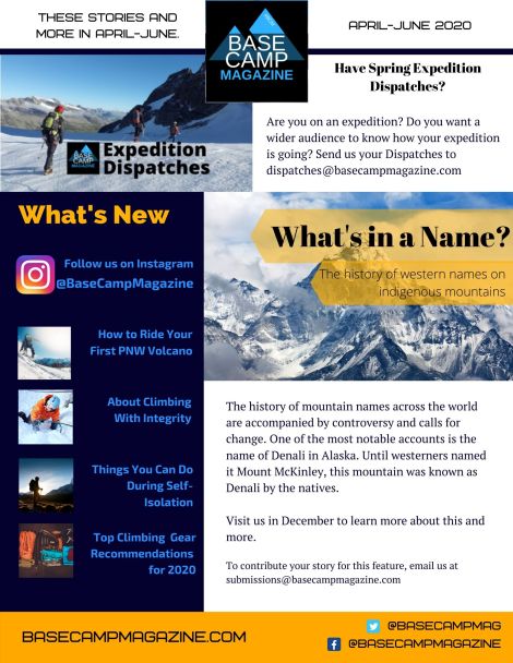 Here’s the April-June 2020 Newsletter for upcoming content on Base Camp Magazine.
