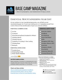 Downloadable Essential Mountaineering Gear List B/W