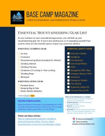 Downloadable Essential Mountaineering Gear List Color